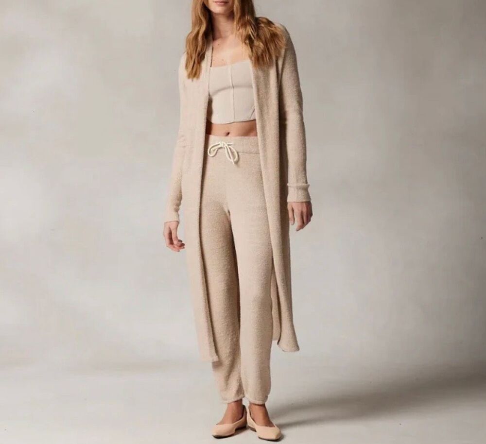 Kashwere Women's Cozy Open-Front Long Cardigan kashease robe Oatmeal XS/S NWT